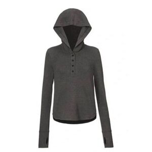 CAbi Charcoal Hooded Henley Pullover #4638 - Size Small - EUC